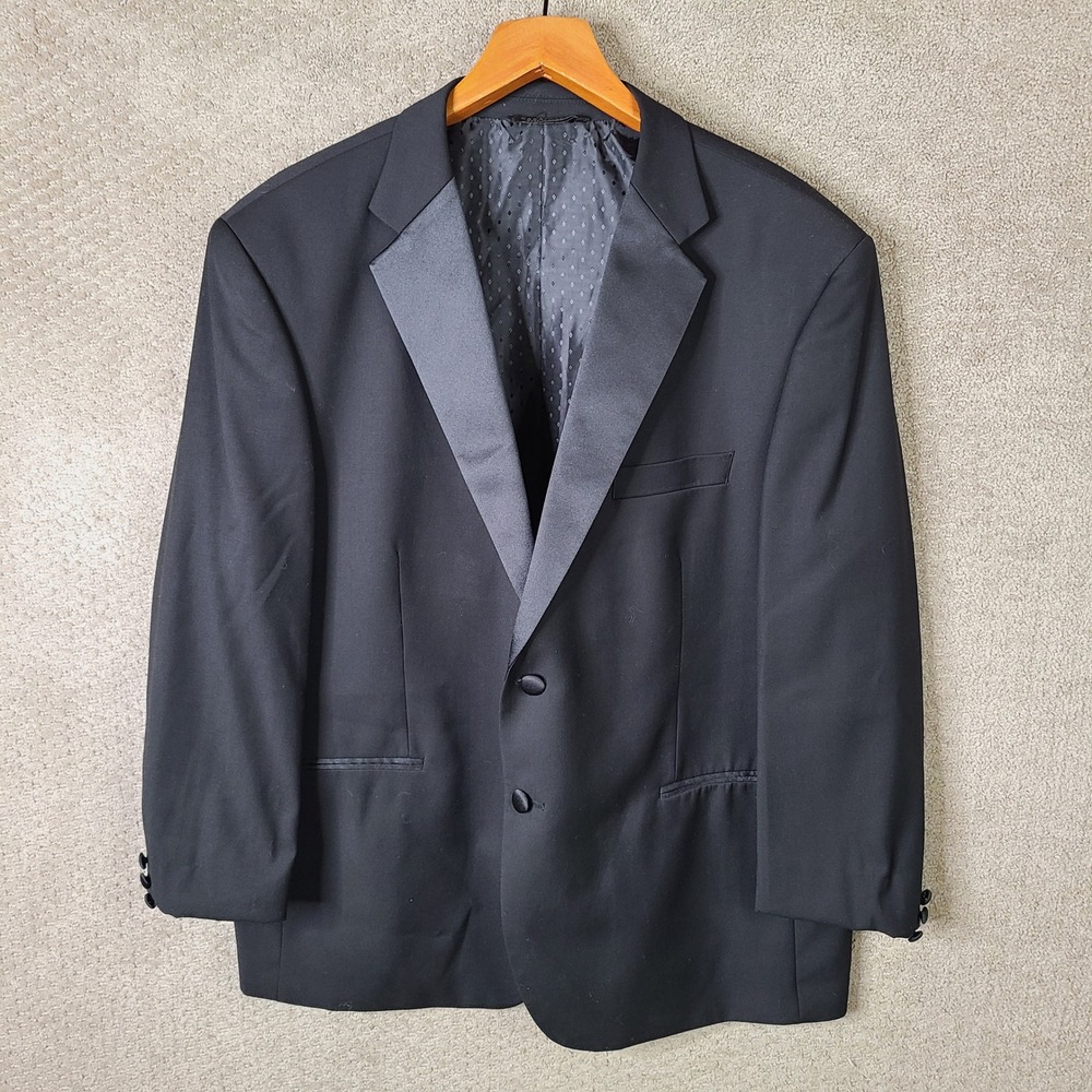 Caravelli Jacket Mens 46S Black Tuxedo Blazer Two Button Poly Viscose Formal